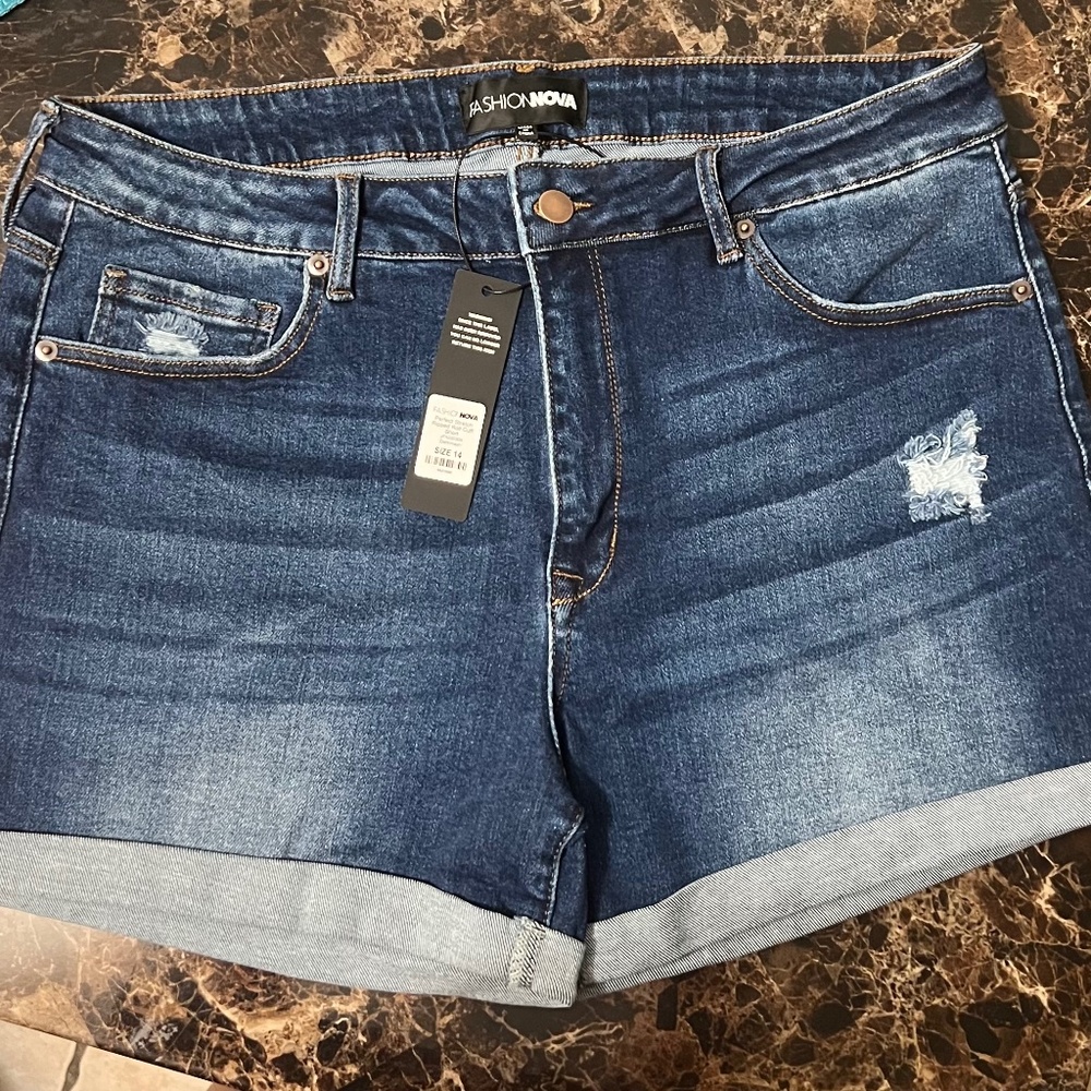Fashion Nova - Denim Shorts - Medium Wash - Size 14